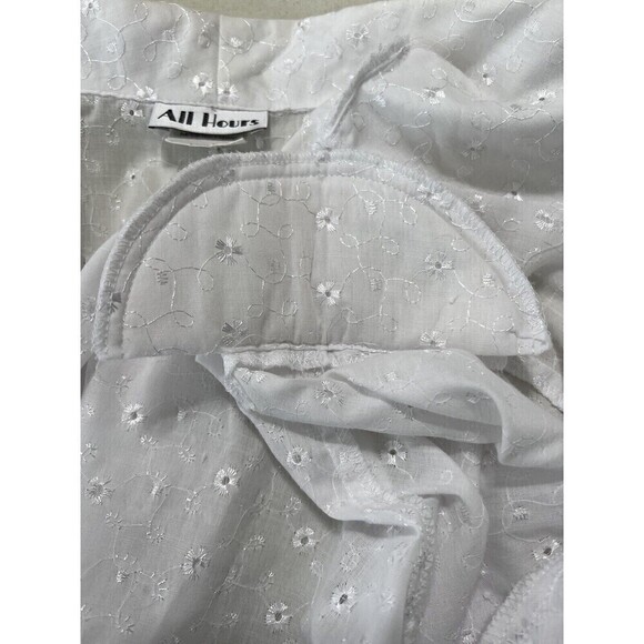 Vintage All Hours  No Close Blazer Jacket White Eyelet Embroidered Lightweight L - Picture 6 of 9